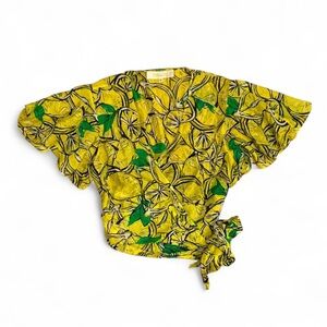 Diane Von Furstenberg Citrus Print Wrap Blouse